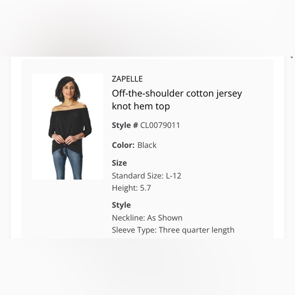 Off the shoulder front tie cotton top - Picture 2 of 4